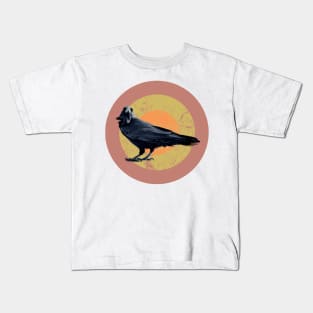 Halftone retro design Raven Kids T-Shirt